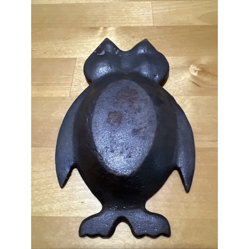Vintage Owl Trinket DISH Ash Tray Cast Iron Metal Spoon Rest Y1